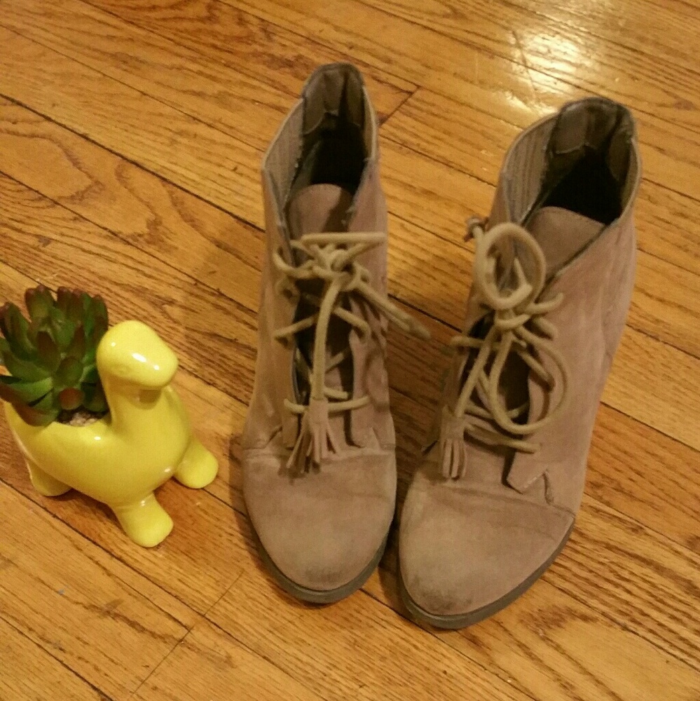 Madden Girl Tan Lace Up Booties